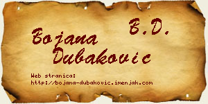 Bojana Dubaković vizit kartica